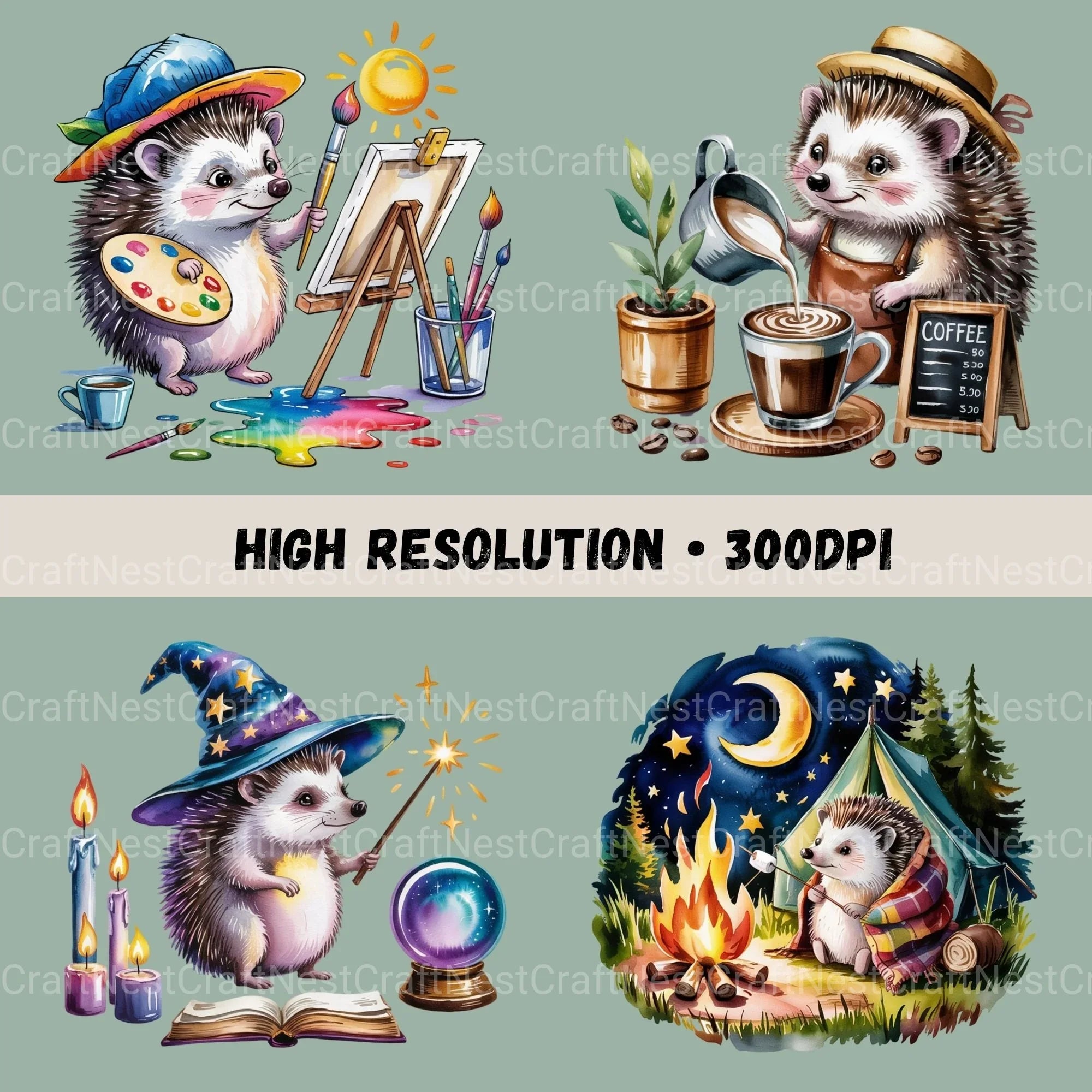 Hedgehogs Clipart Bundle - CraftNest - Digital Crafting and Art