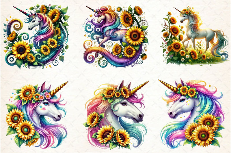 Sunflower Unicorn Clipart Bundle - CraftNest - Digital Crafting and Art