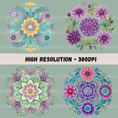 Mexican Flowers Purple Clipart Bundle - CraftNest - Digital Crafting and Art