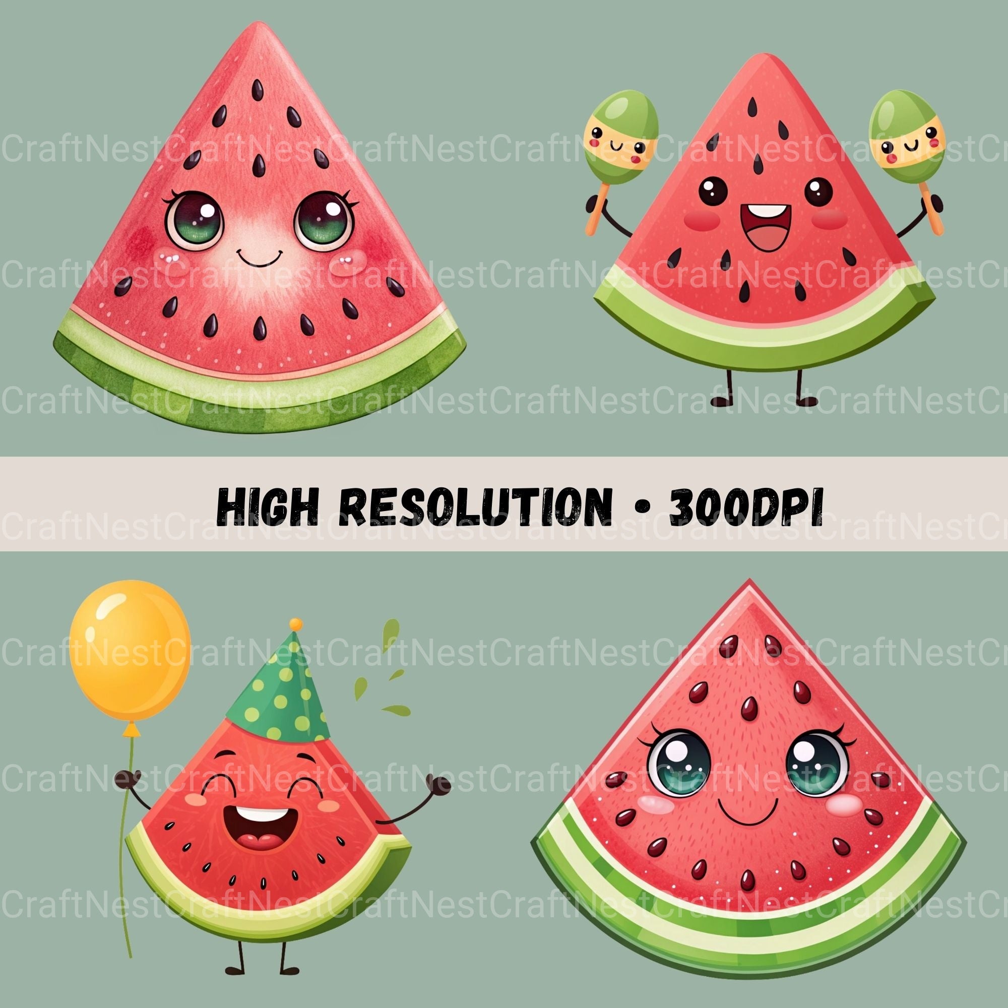 Watermelon Clipart Bundle - CraftNest - Digital Crafting and Art