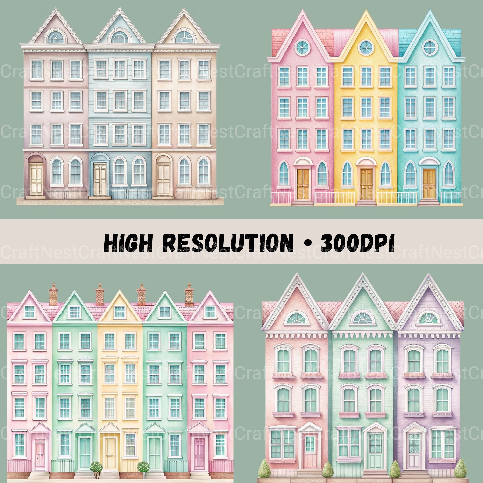 Row House Borders Clipart Bundle - CraftNest - Digital Crafting and Art