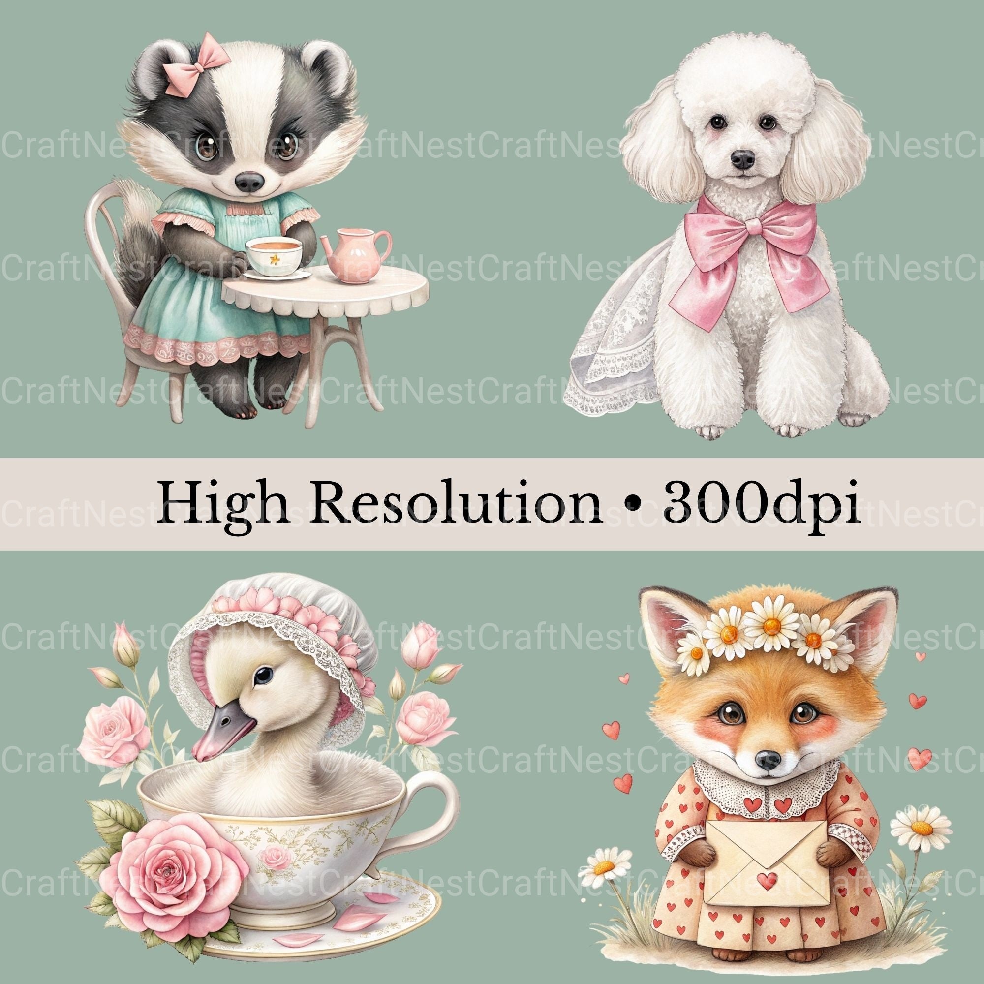Coquette Animals Clipart Bundle - CraftNest - Digital Crafting and Art