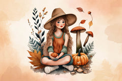 Girl With Mushrooms Autumn Fall Fairy Clipart Bundle - CraftNest - Digital Crafting and Art