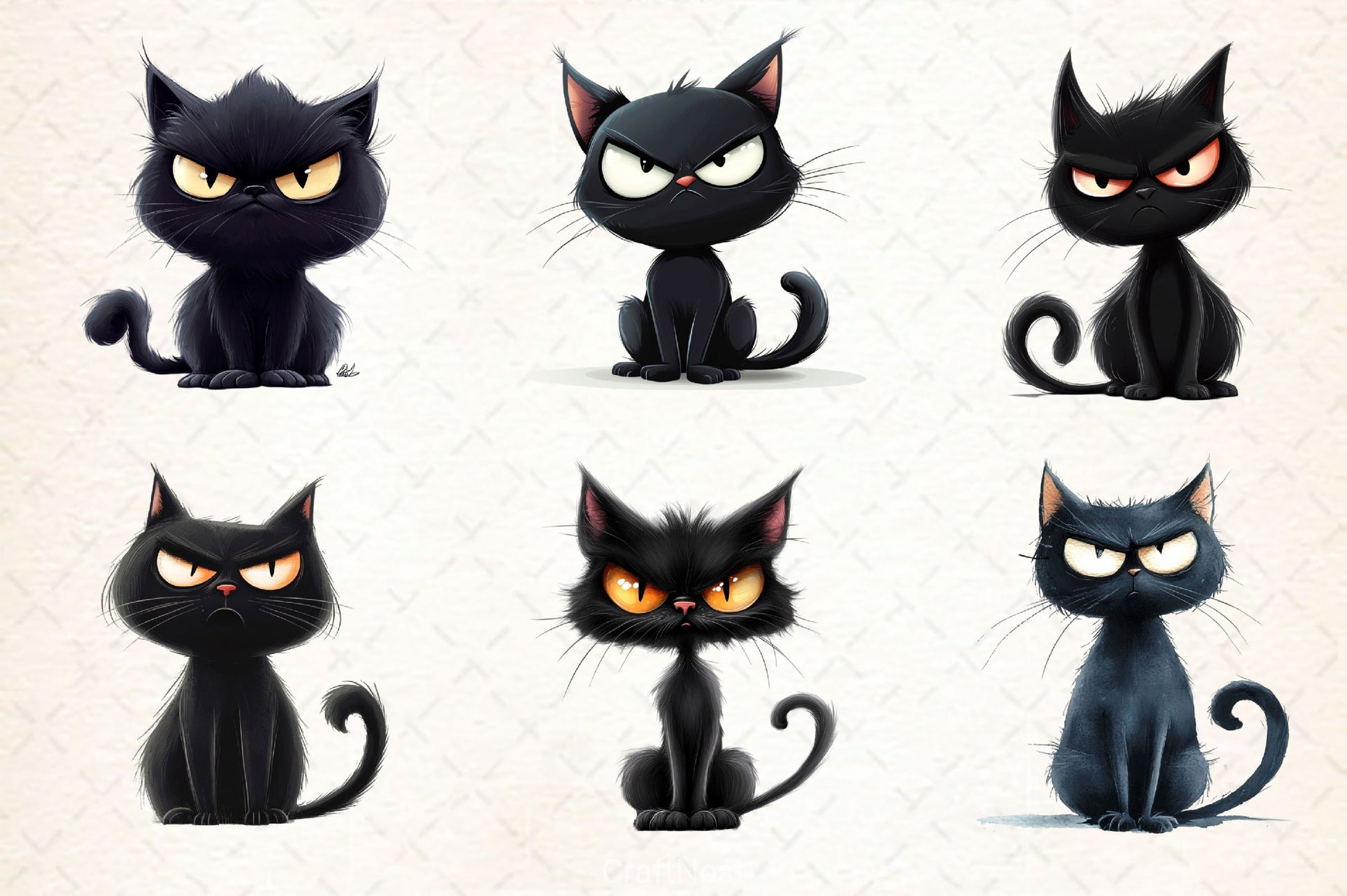 Funny Black Cat Clipart Bundle 6 - CraftNest - Digital Crafting and Art