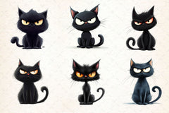 Funny Black Cat Clipart Bundle 6 - CraftNest - Digital Crafting and Art