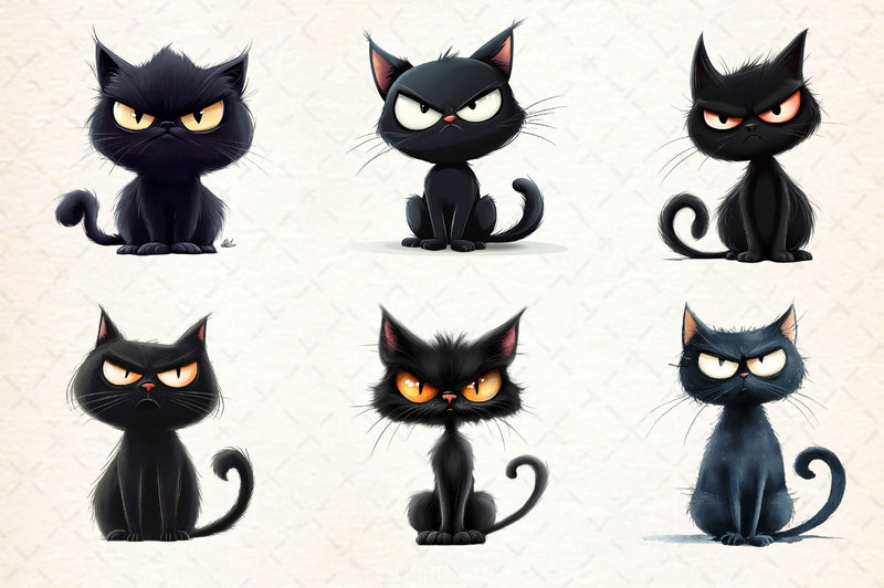 Funny Black Cat Clipart Bundle 6 - CraftNest - Digital Crafting and Art