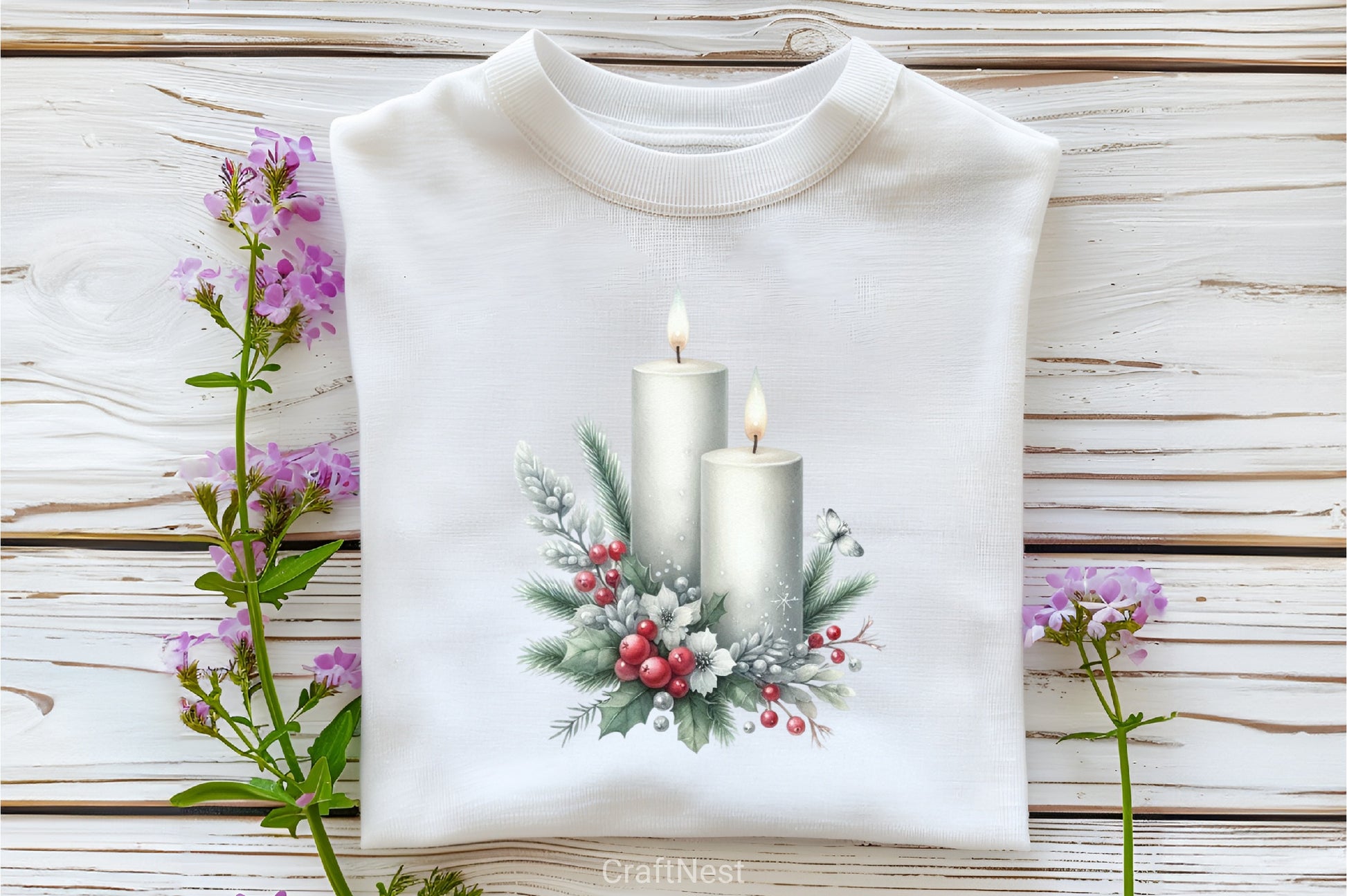 White Chic Christmas Clipart Bundle 24 - CraftNest - Digital Crafting and Art