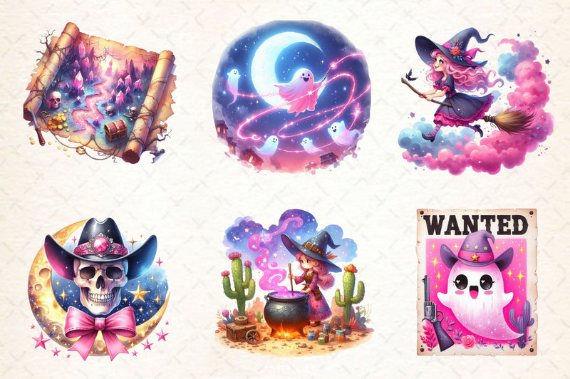 Pink Spooky Western Clipart Bundle - CraftNest - Digital Crafting and Art