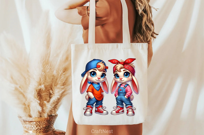 Hip Hop Couple Bunny Easter Clipart Bundle 2 - CraftNest - Digital Crafting and Art