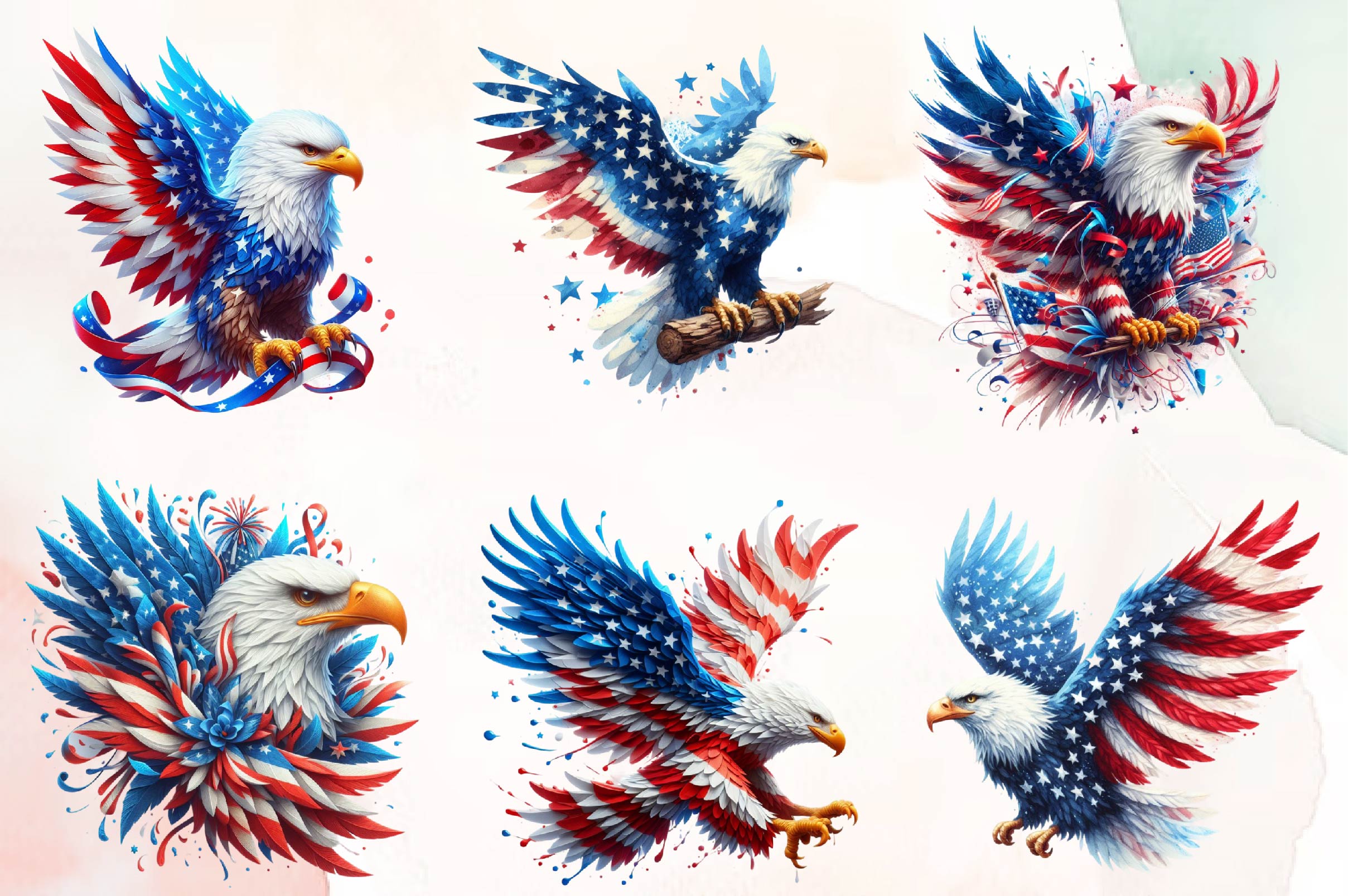 American Flag Eagle Wings Clipart Bundle - CraftNest - Digital Crafting and Art