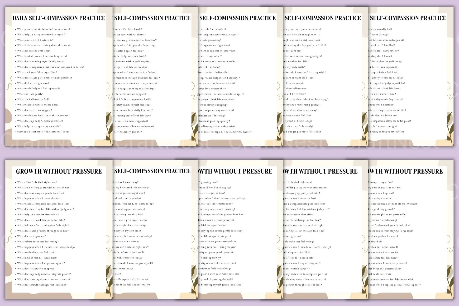 Self-Compassion Prompt Book for Personal Growth - CraftNest - Digital Crafting and Art
