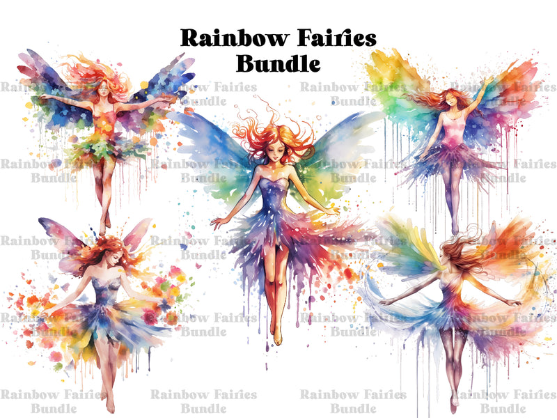 Rainbow Fairies Clipart - CraftNest