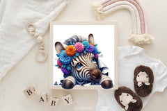 Zebra Peeking Clipart Bundle - CraftNest - Digital Crafting and Art