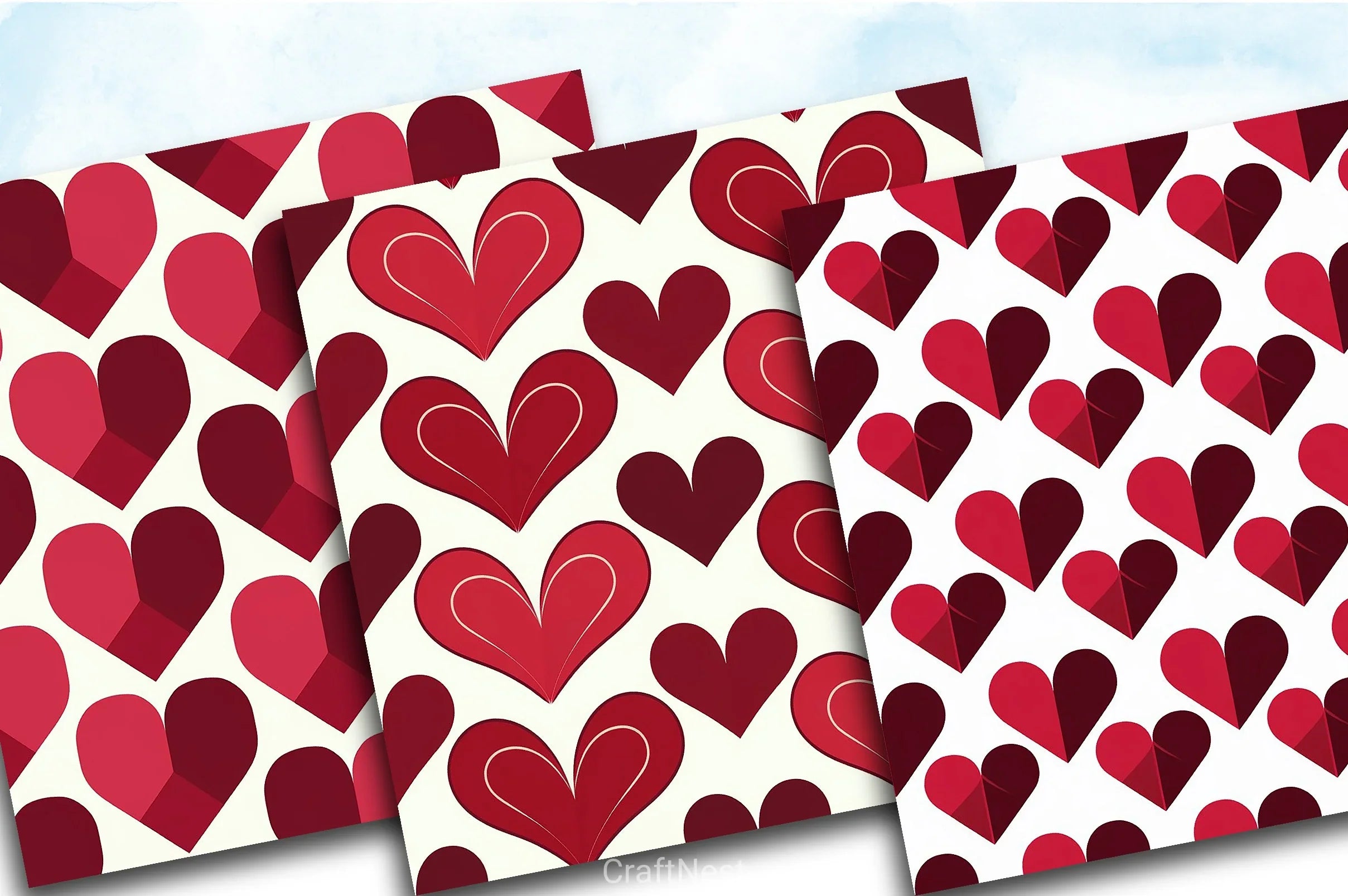 Hearts Love Valentines Digital Paper - CraftNest - Digital Crafting and Art