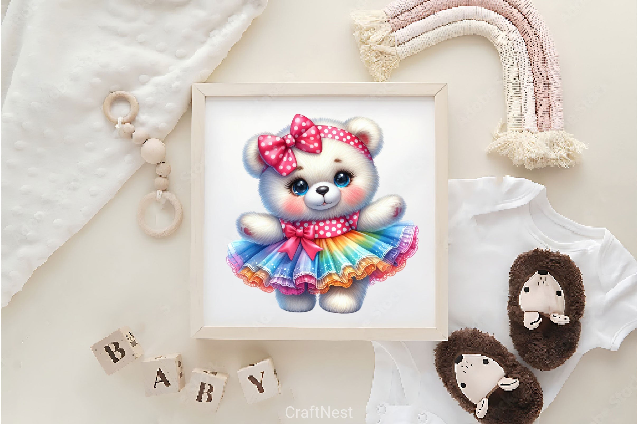 Cute White Teddy Bear Clipart Bundle - CraftNest - Digital Crafting and Art