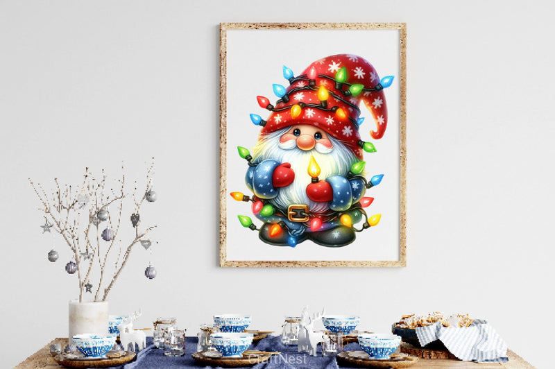 Gnome With Christmas Lights Clipart Bundle - CraftNest - Digital Crafting and Art