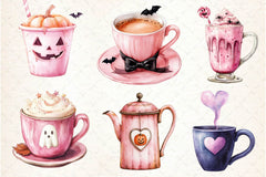 Pink Coquette Halloween Coffee Clipart Bundle - CraftNest - Digital Crafting and Art