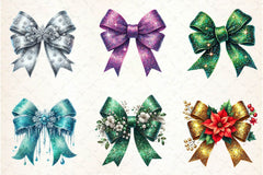 Glitter Coquette Christmas Bow Clipart Bundle - CraftNest - Digital Crafting and Art