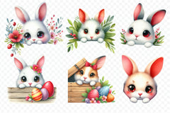 Easter Bunny Peeking Clipart Bundle 2 - CraftNest - Digital Crafting and Art