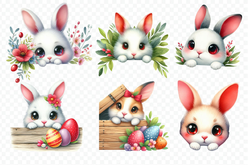 Easter Bunny Peeking Clipart Bundle 2 - CraftNest - Digital Crafting and Art