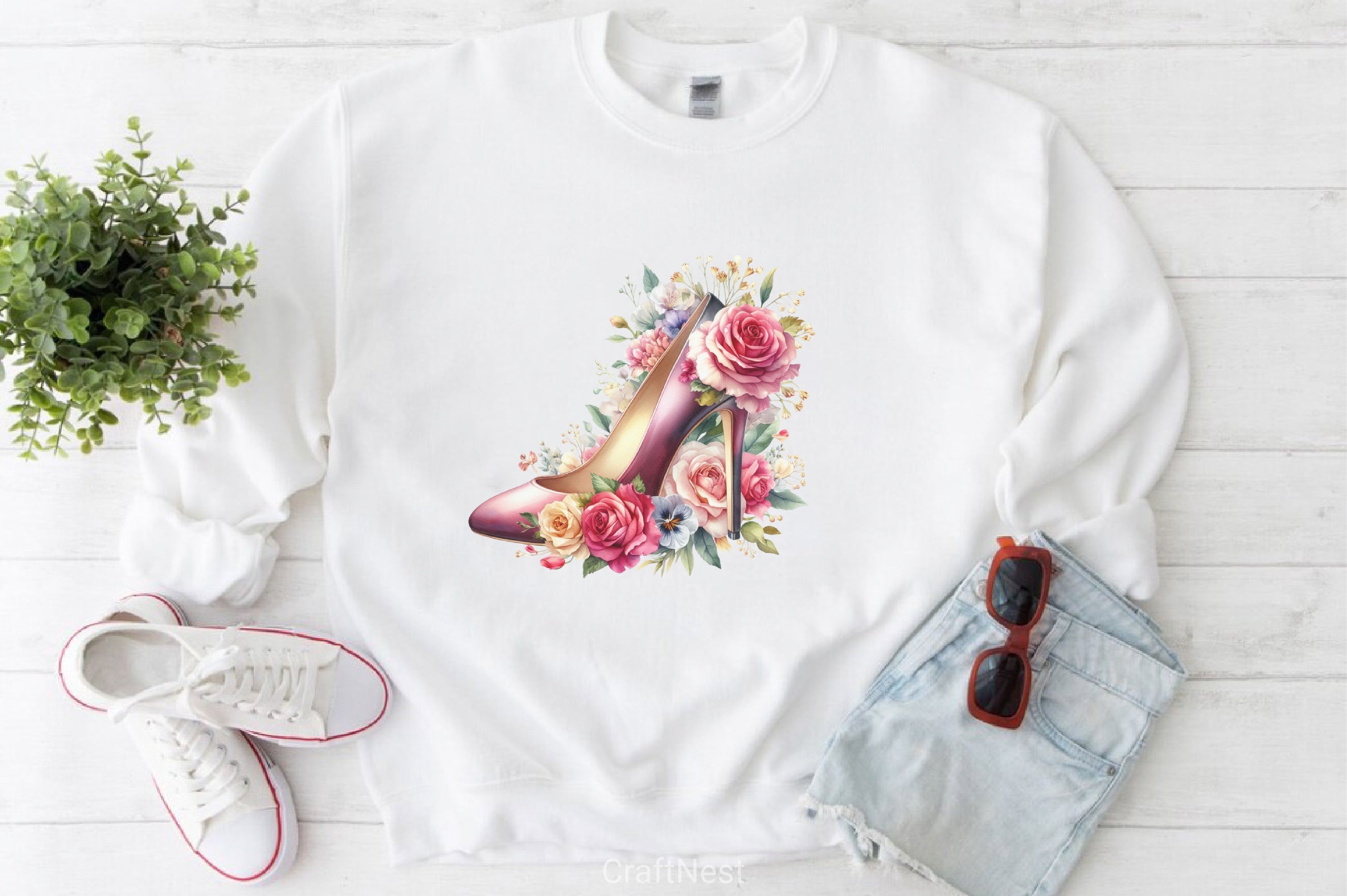 Vintage Floral Heels Clipart Bundle - CraftNest - Digital Crafting and Art