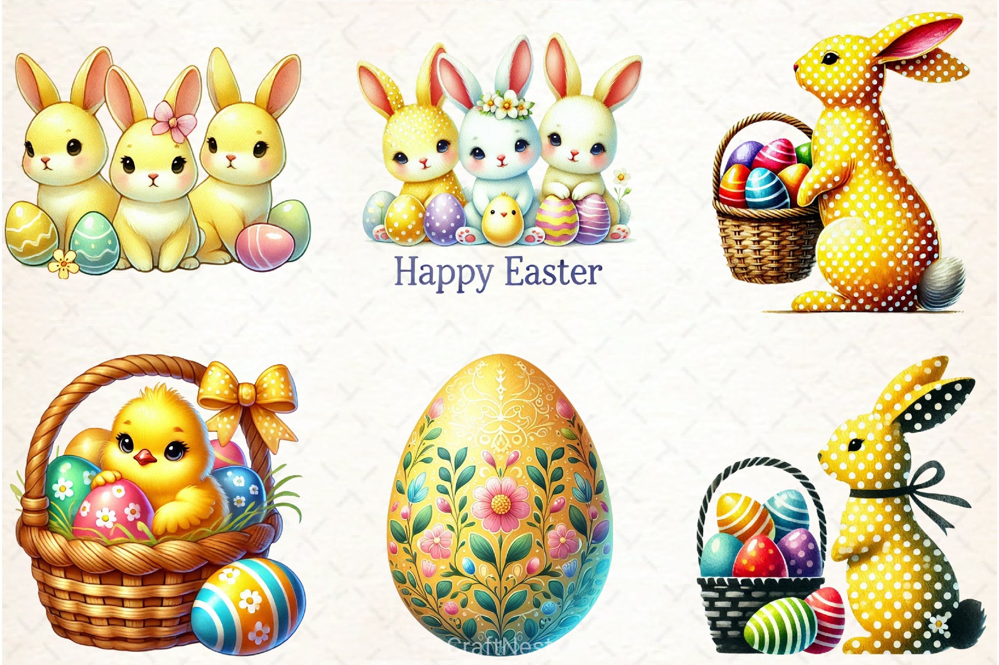 Yellow Easter Clipart Bundle - CraftNest - Digital Crafting and Art