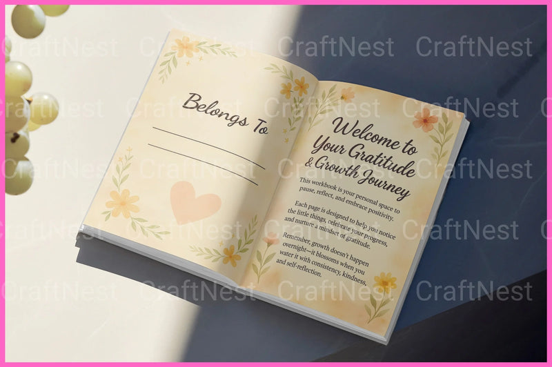 Gratitude Growth Workbook for Personal Development - CraftNest - Digital Crafting and Art
