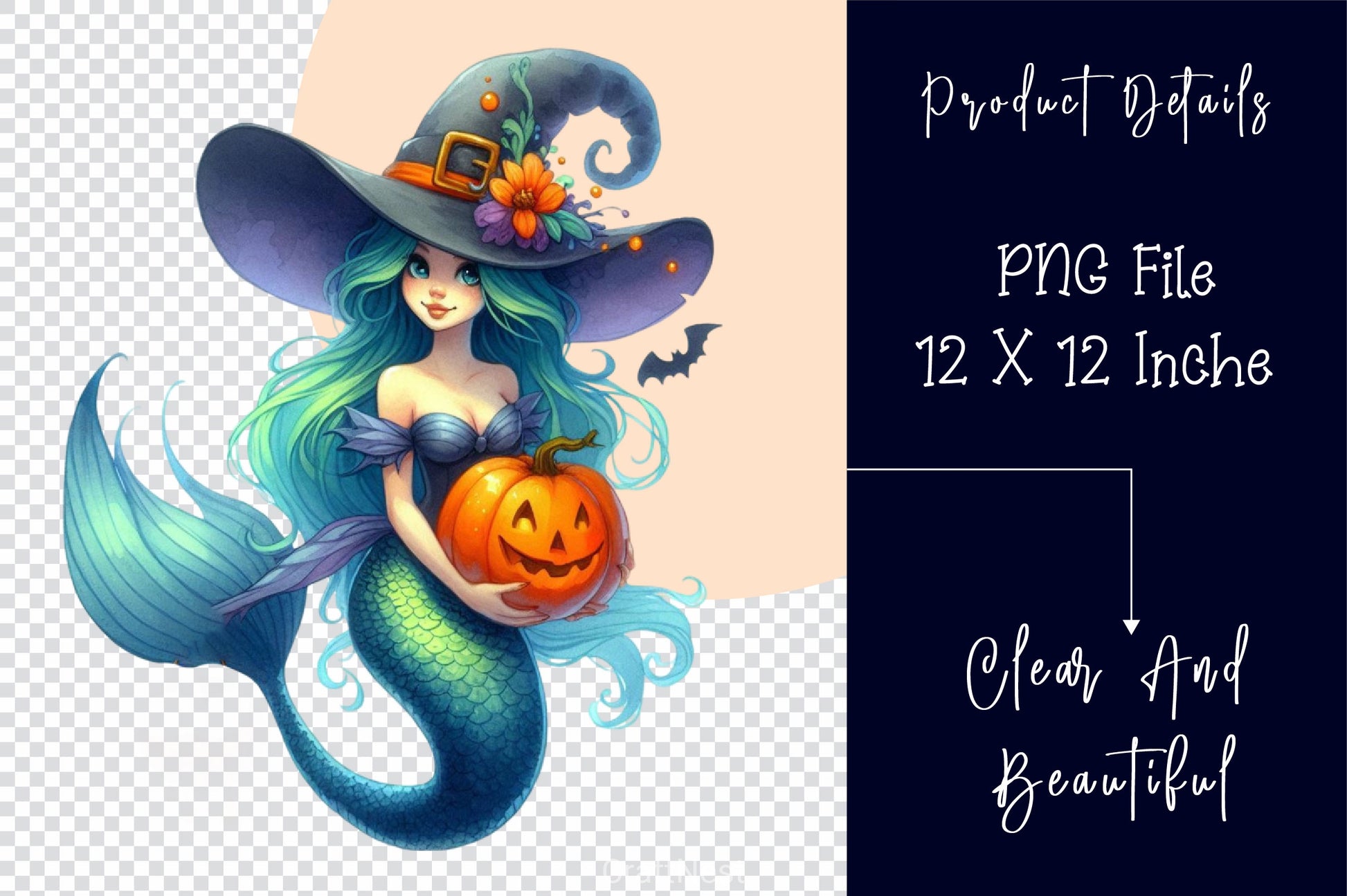 Halloween Mystical Mermaid Girl Clipart Bundle 2 - CraftNest - Digital Crafting and Art