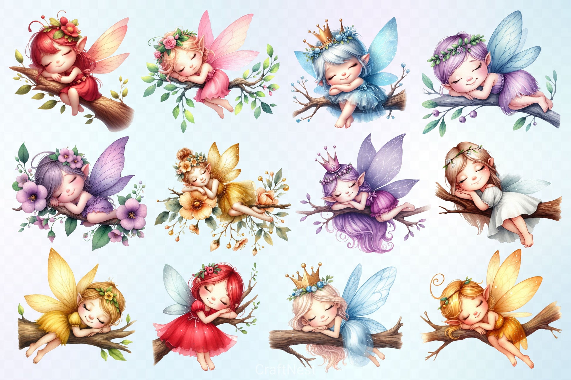 Sleeping Fairy Clipart Bundle - CraftNest - Digital Crafting and Art