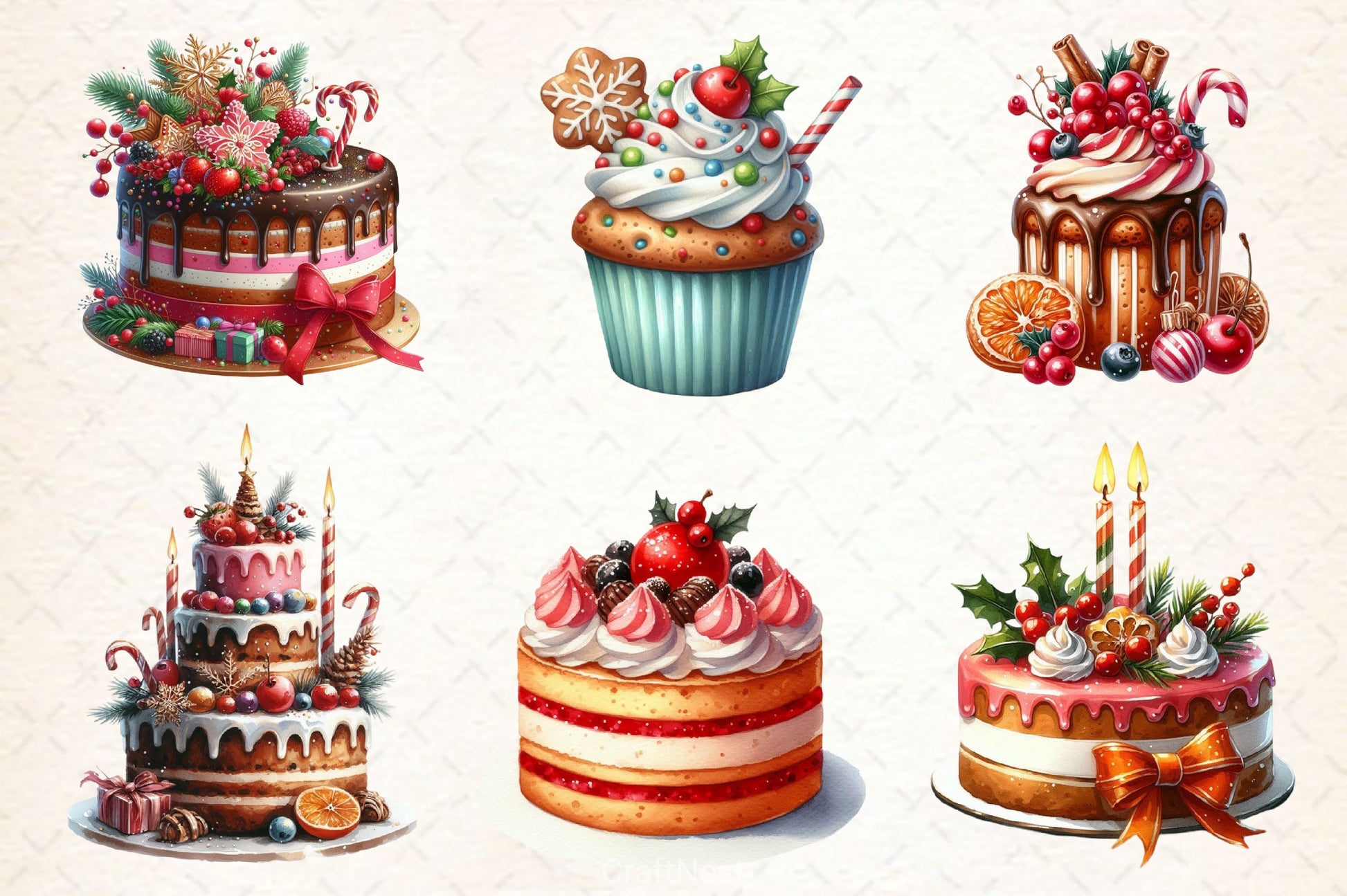 Christmas Cake Clipart Bundle 3 - CraftNest - Digital Crafting and Art