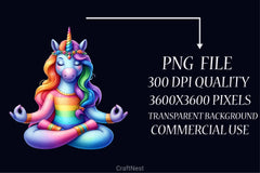Cute Unicorn Yoga Clipart Bundle - CraftNest - Digital Crafting and Art