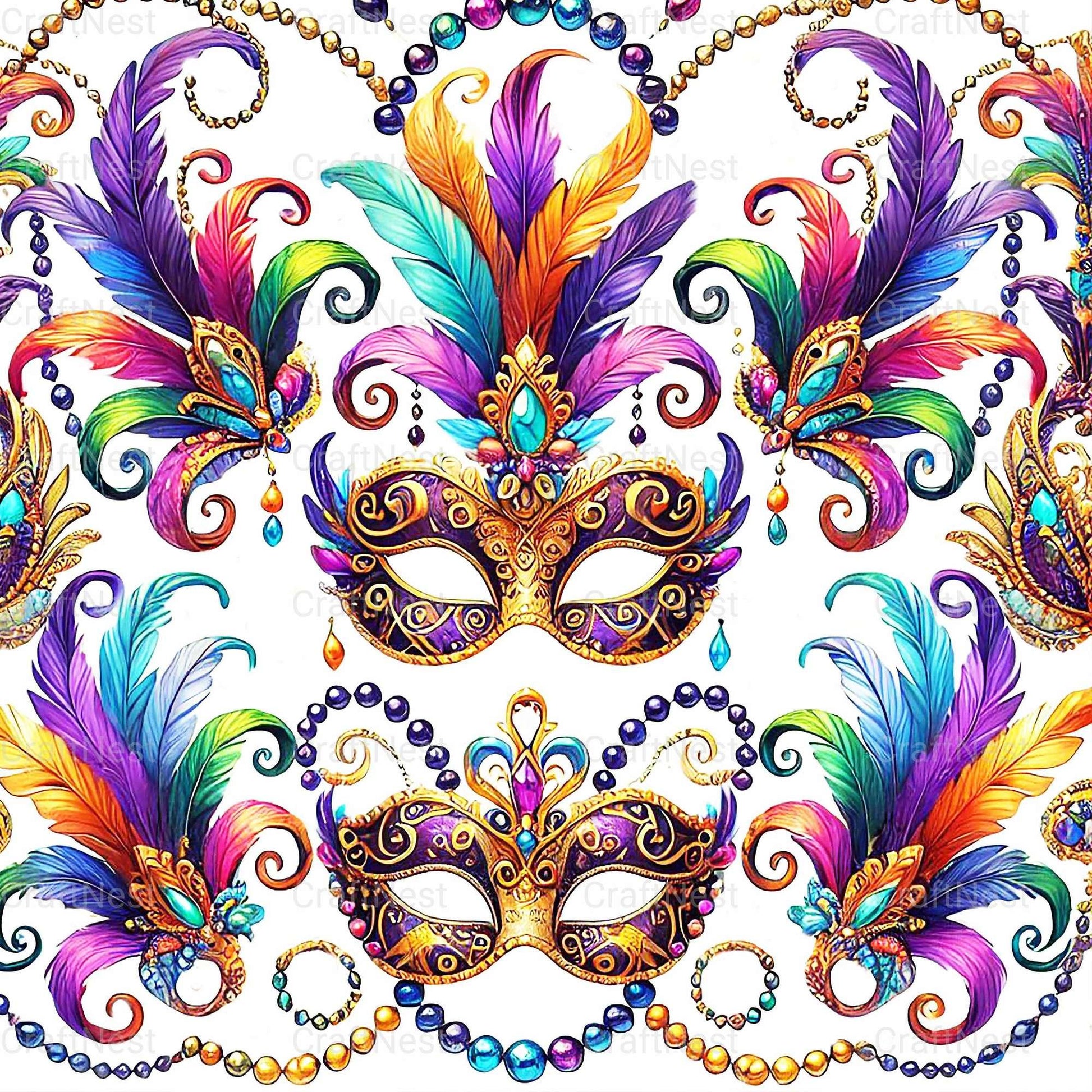 Mardi Gras Seamless Digital Paper - CraftNest - Digital Crafting and Art