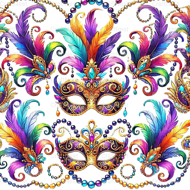 Mardi Gras Seamless Digital Paper - CraftNest - Digital Crafting and Art
