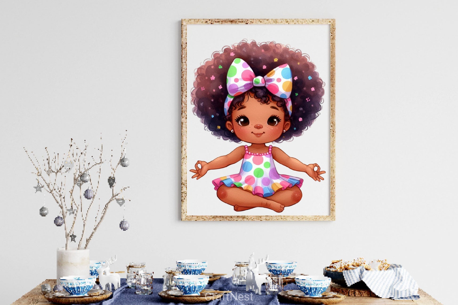 Cute Little Girl Afro Yoga Pose Clipart Bundle - CraftNest - Digital Crafting and Art