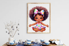 Cute Little Girl Afro Yoga Pose Clipart Bundle - CraftNest - Digital Crafting and Art