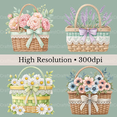 Flower Baskets Clipart Bundle - CraftNest - Digital Crafting and Art