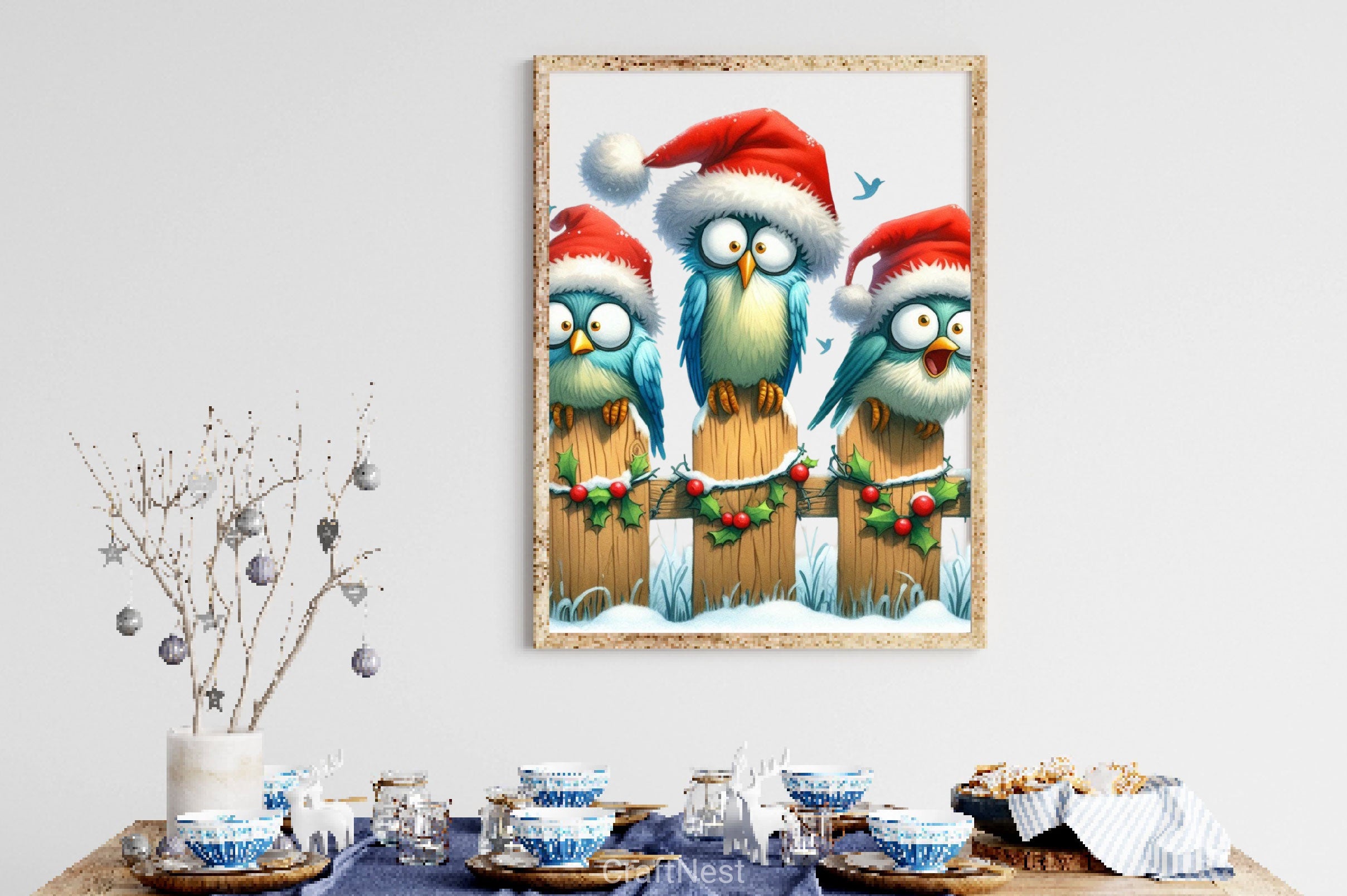 Christmas Bird On Fence Clipart Bundle 2 - CraftNest - Digital Crafting and Art