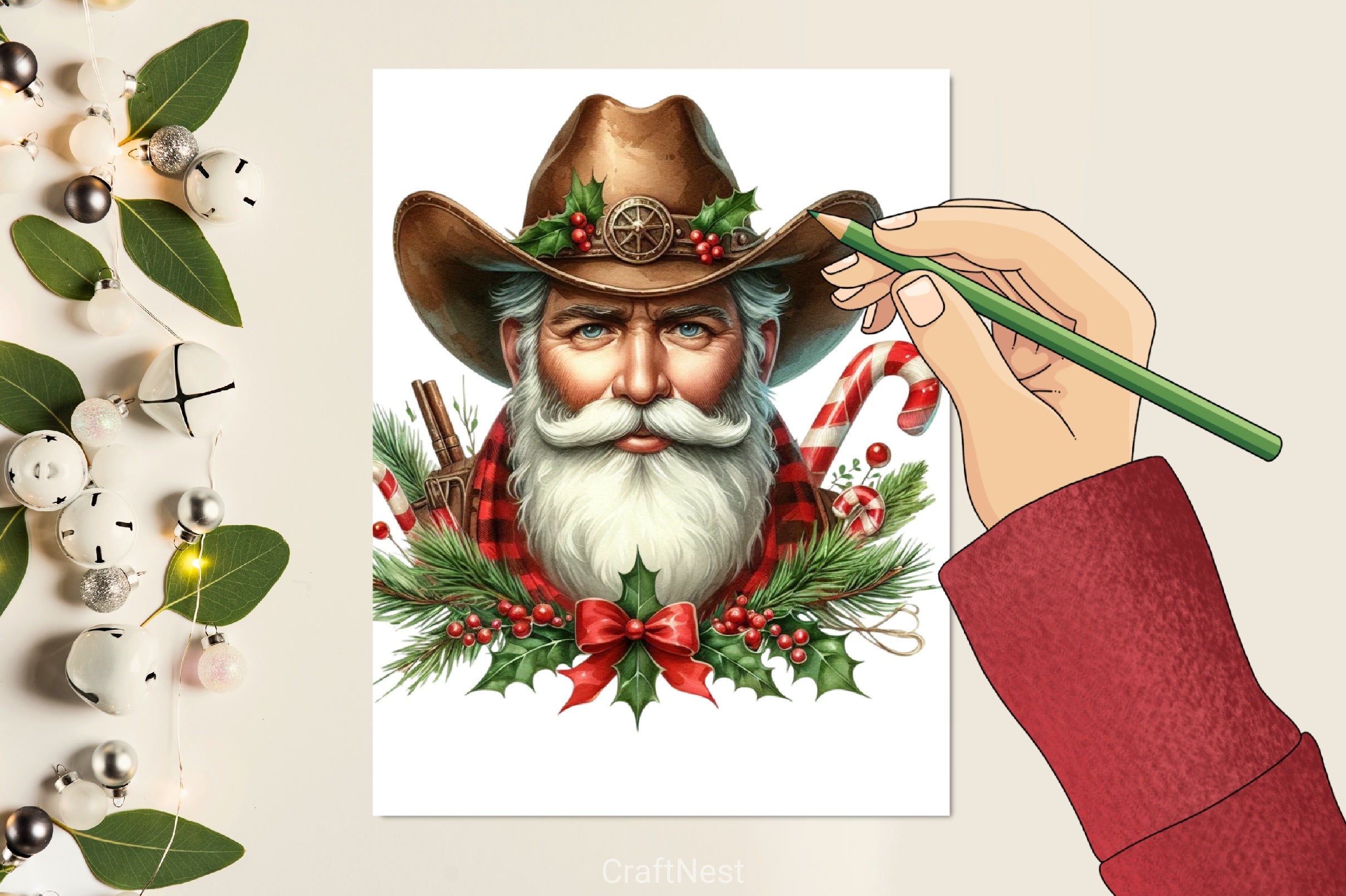 Vintage Cowboy Santa Clipart Bundle - CraftNest - Digital Crafting and Art
