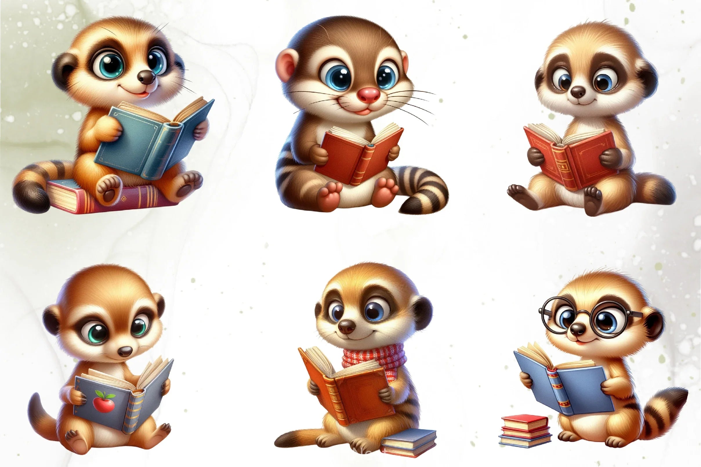 Cute Meerkat Reading Clipart Bundle - CraftNest - Digital Crafting and Art