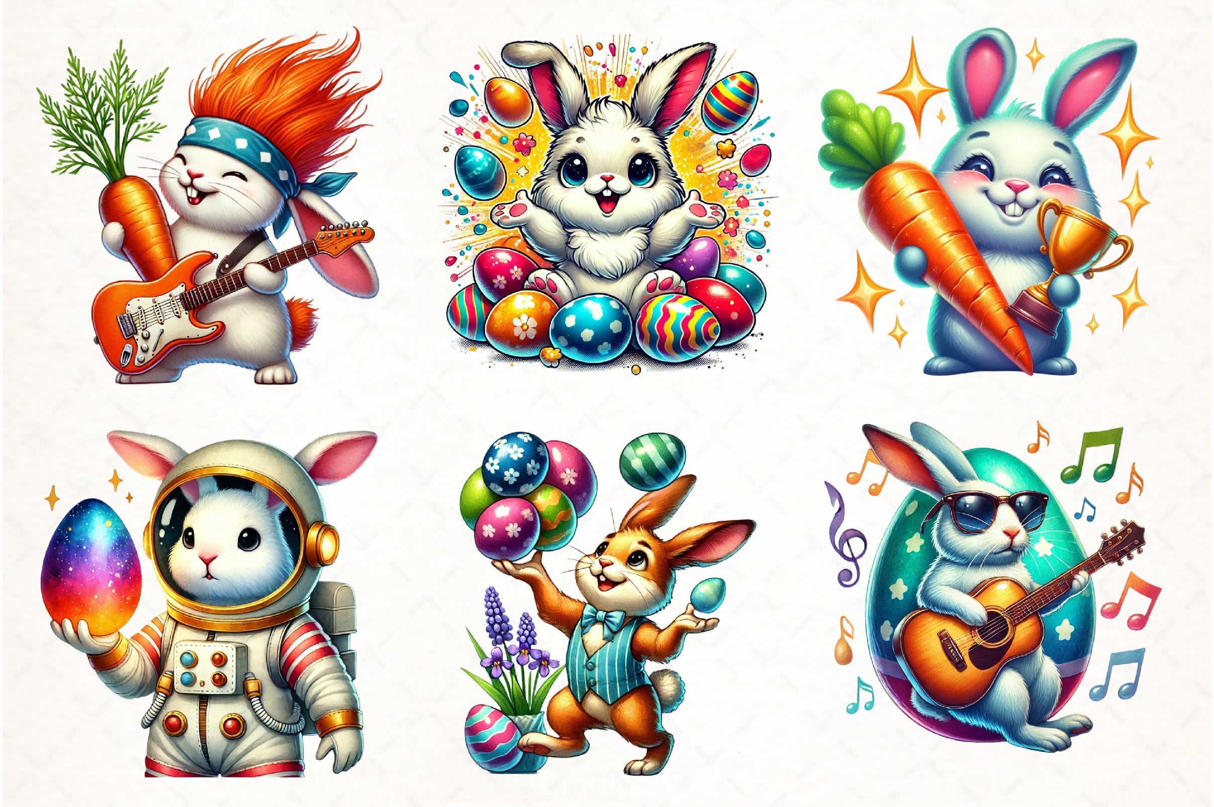 Funny Easter Bunny Clipart Bundle - CraftNest - Digital Crafting and Art