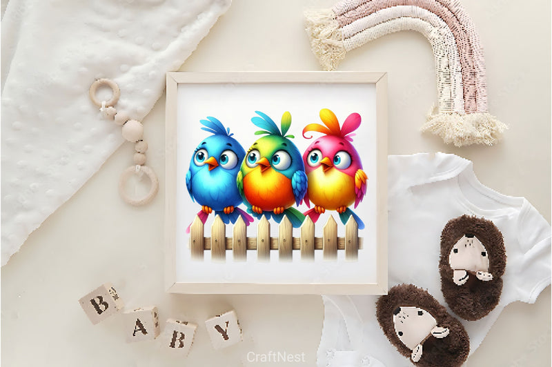 Funny Birds On Fence Clipart Bundle 2 - CraftNest - Digital Crafting and Art