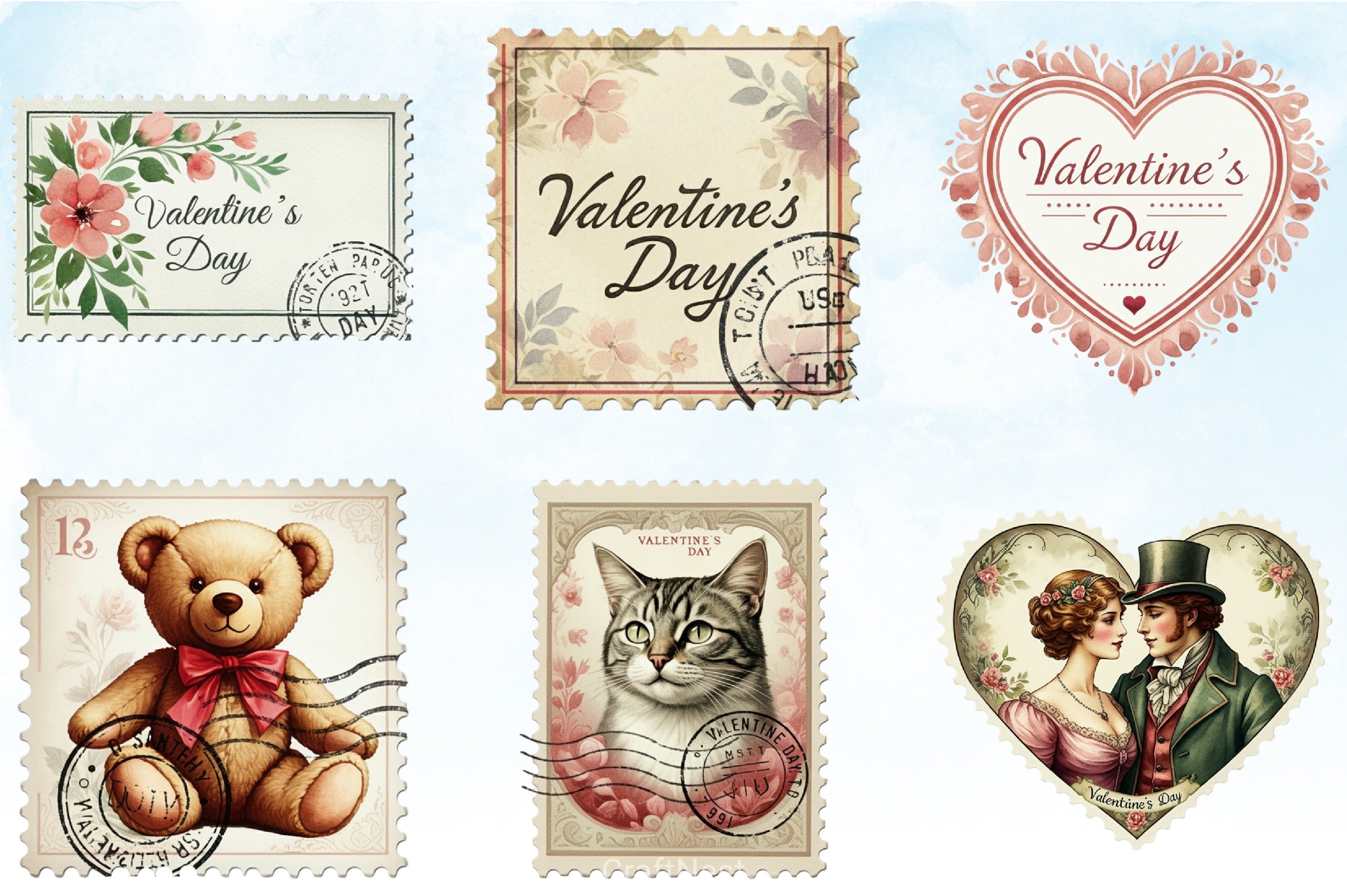 Victorian Valentine Stamps Clipart Bundle - CraftNest - Digital Crafting and Art