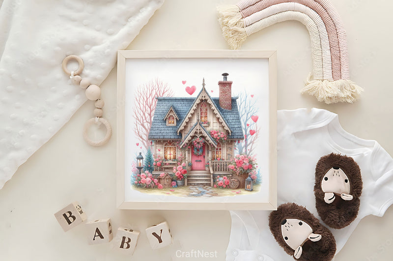 Romantic Valentine's Cottage Clipart Bundle - CraftNest - Digital Crafting and Art