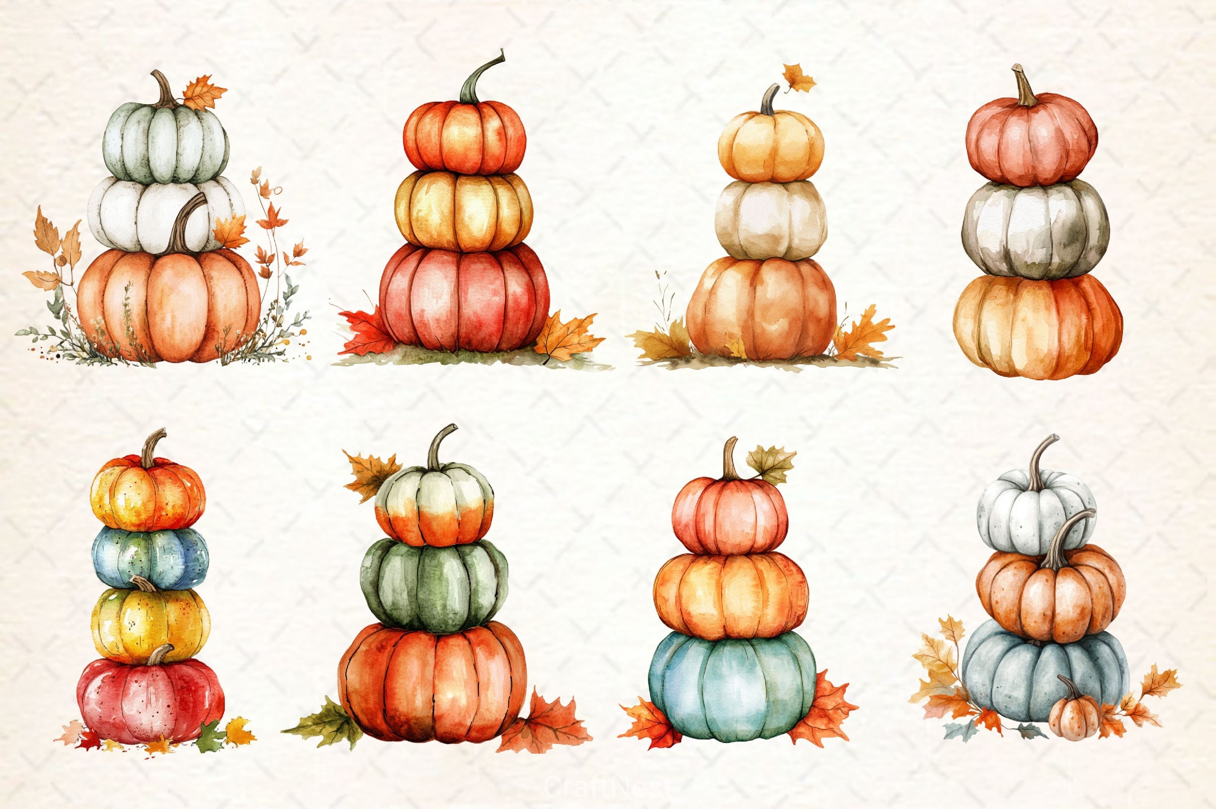 Fall Stacked Pumpkins Clipart Bundle - CraftNest - Digital Crafting and Art