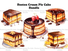 Boston Cream Pie Cakes Clipart - CraftNest