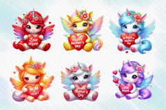 Mothers Day Cute Unicorn Clipart Bundle - CraftNest - Digital Crafting and Art