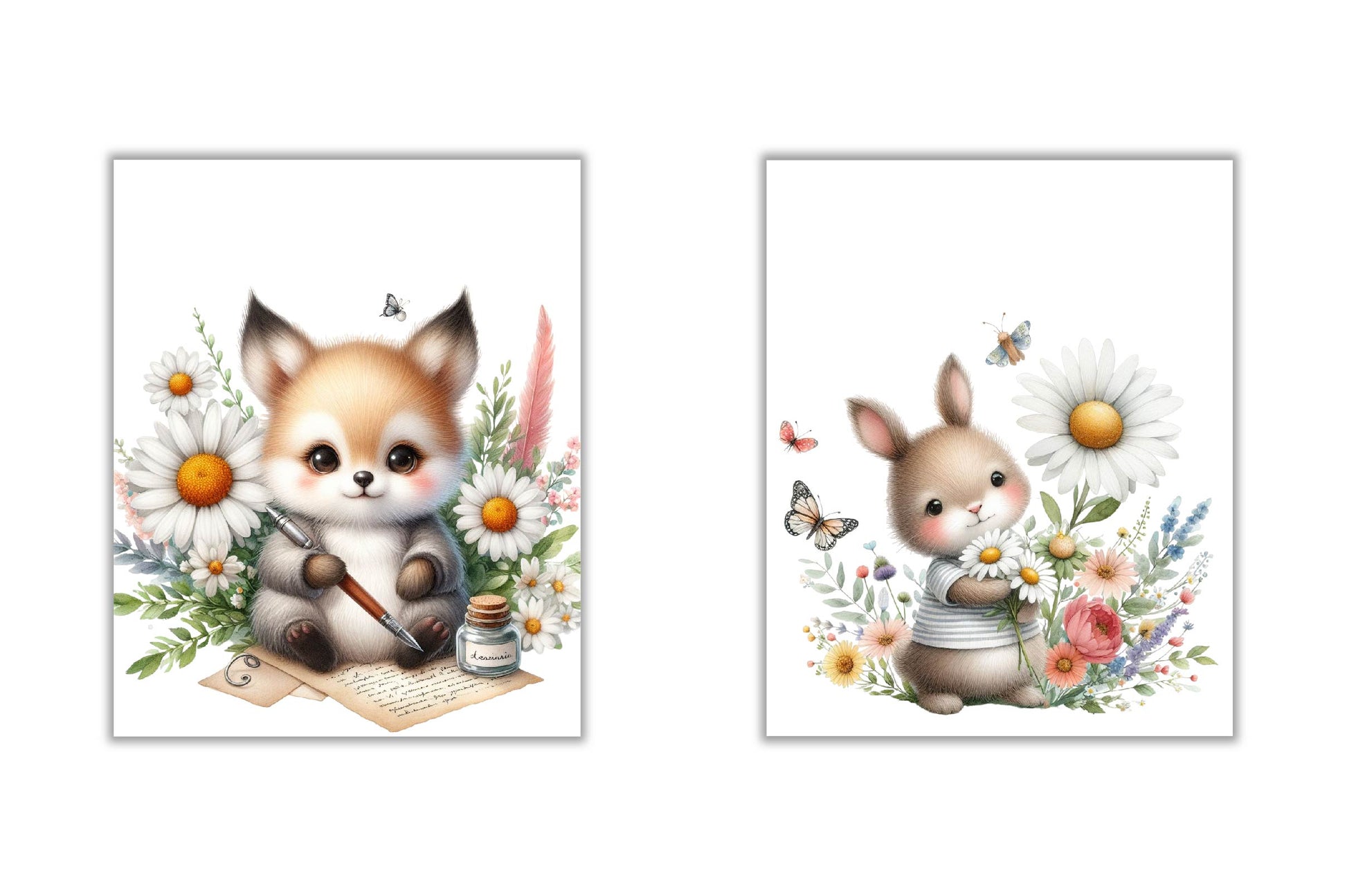 Cute Animals & Daisy Flowers Clipart Bundle 1 - CraftNest - Digital Crafting and Art