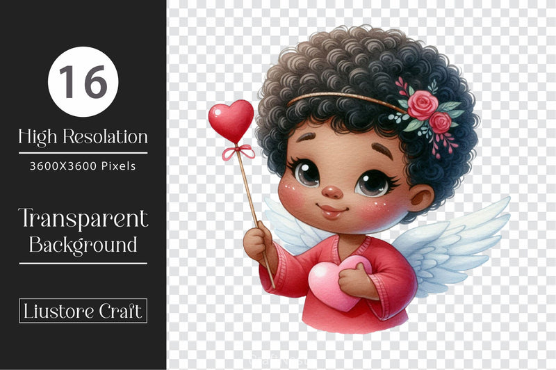 Cute African American Cupid Clipart Bundle - CraftNest - Digital Crafting and Art