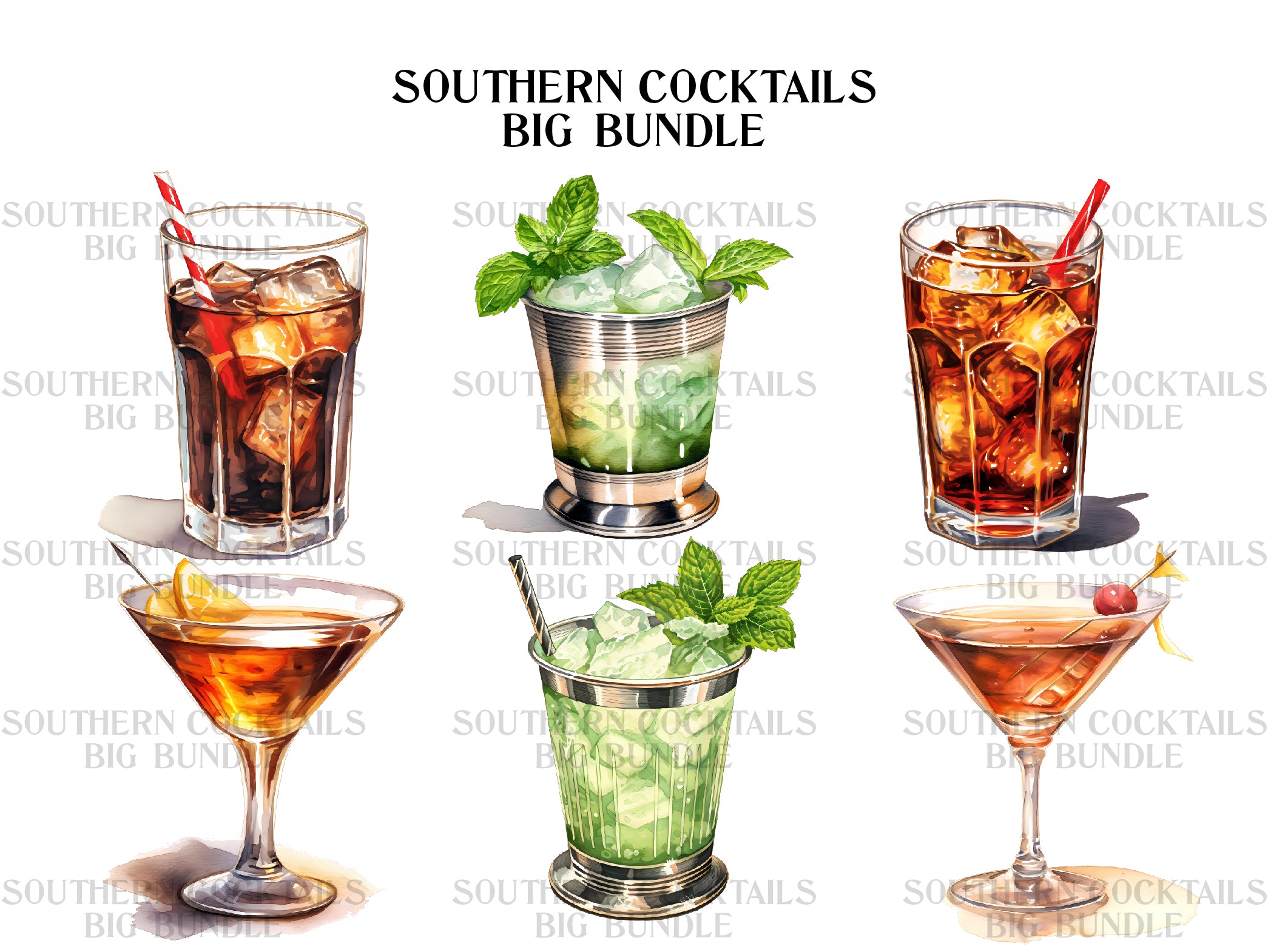 Southern Cocktails Clipart - CraftNest