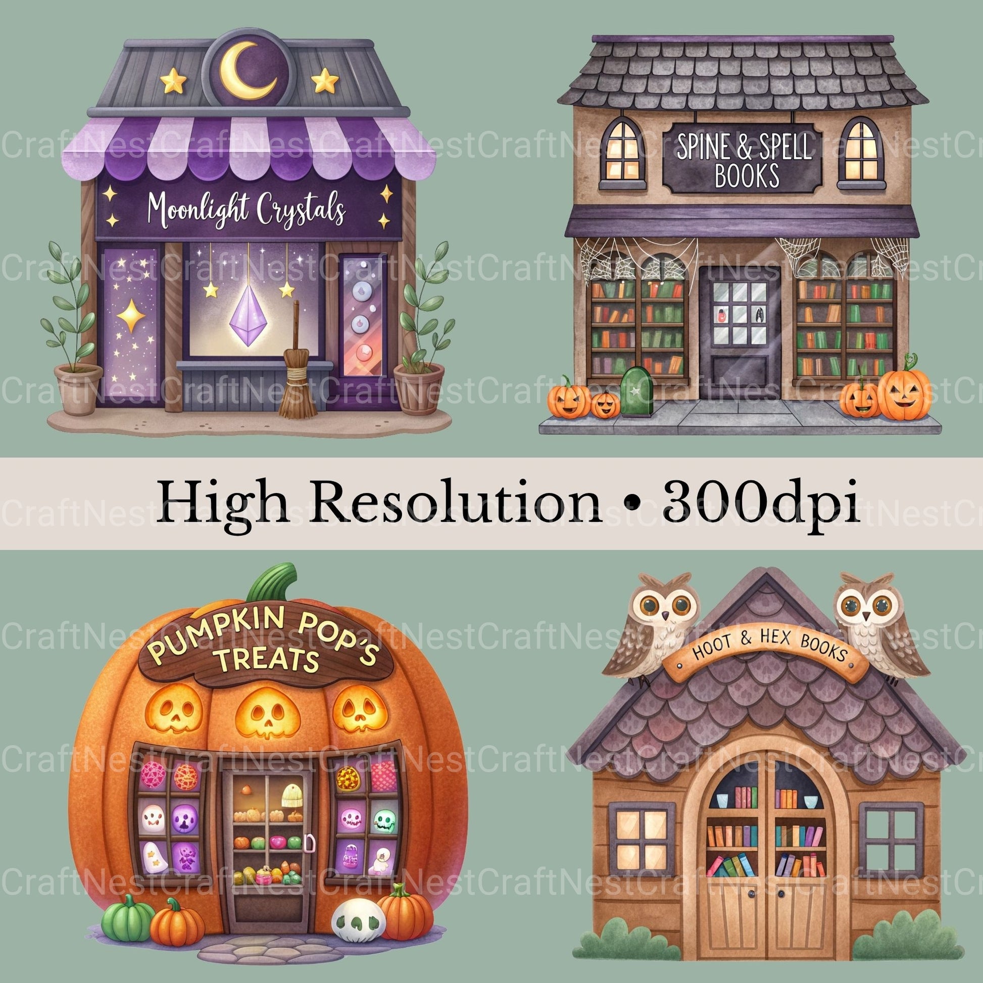 Halloween Shops Clipart Bundle - CraftNest - Digital Crafting and Art